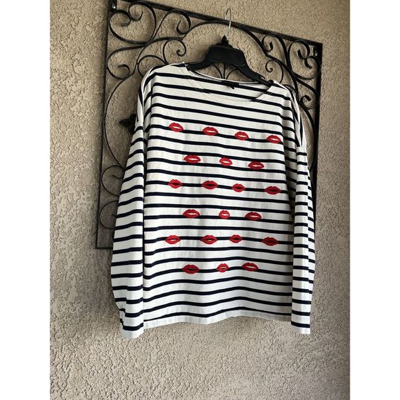 J. Crew striped/embroidered kiss blouse - size M - multicolored - Picture 3 of 8